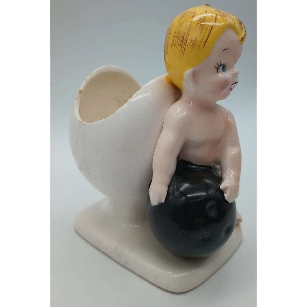 Vtg Planter Bowling Baby Blue Eyed Blonde Round Ball